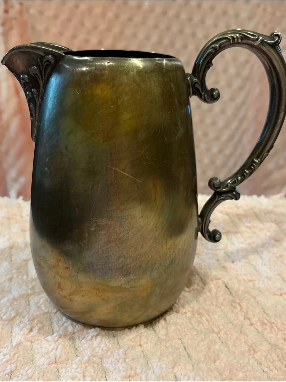 Ornate Handle Brass-Tone Pitcher Vase - Gold Finish